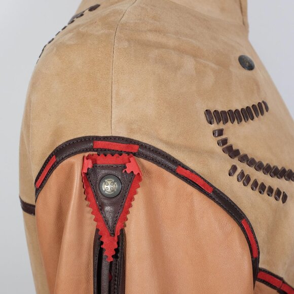 ETRO leather suede jacket 48 US 12 Western Native American tassels - Picture 10 of 13